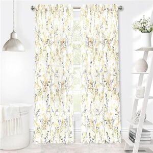52 x 63 in. Misty Back Tab Window Curtain Panel, Maize